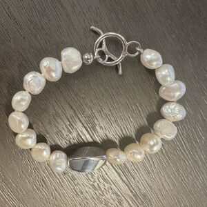 Simon Sebbag White Freshwater Pearl Bracelet with Silver accent. Unworn.